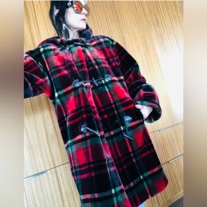Vintage plaid coat donnybrook coat plaid hooded coat